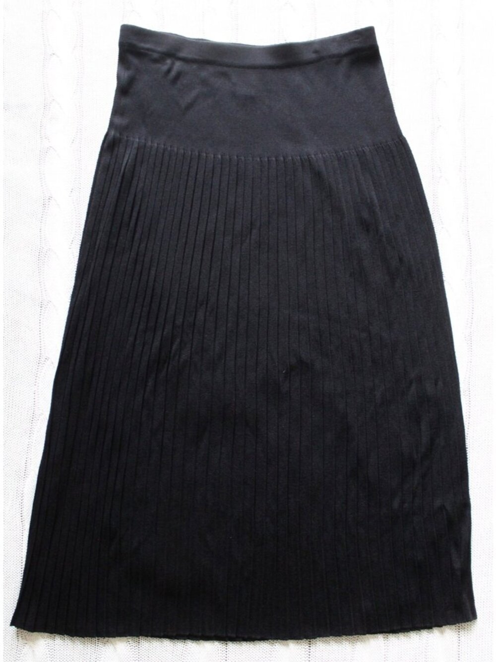 EXCLUSIVELY MISOOK Pleated Maxi A-Line Skirt Black Acrylic Long, Size Petite XL